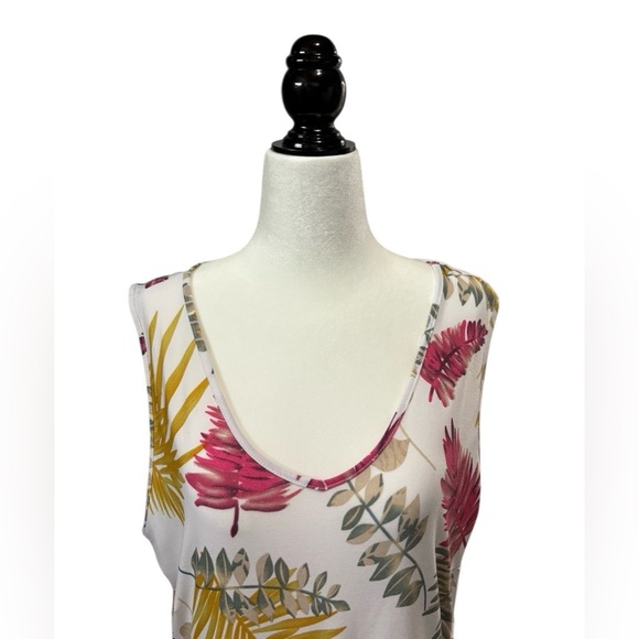 San Francisco, Floral Knee-Length Belted Dress, Large, White, Pink, Yellow 🌸 - Picture 3 of 11